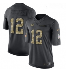 Youth Nike Green Bay Packers 12 Aaron Rodgers Limited Black 2016 Salute to Service NFL Jersey