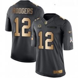 Youth Nike Green Bay Packers 12 Aaron Rodgers Limited BlackGold Salute to Service NFL Jersey