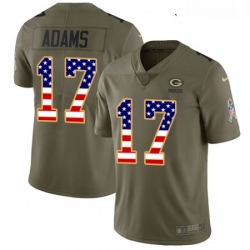 Youth Nike Green Bay Packers 17 Davante Adams Limited OliveUSA Flag 2017 Salute to Service NFL Jersey