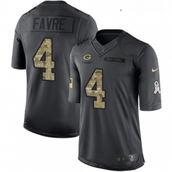 Youth Nike Green Bay Packers 4 Brett Favre Limited Black 2016 Salute to Service NFL Jersey
