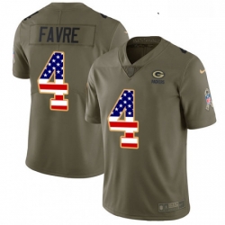 Youth Nike Green Bay Packers 4 Brett Favre Limited OliveUSA Flag 2017 Salute to Service NFL Jersey
