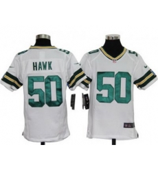 Youth Nike Green Bay Packers 50# A.J. Hawk Game White Color Jersey