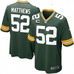 Youth Nike Green Bay Packers 52 Clay Matthews Elite Green Team Color C Patch NFL Jersey