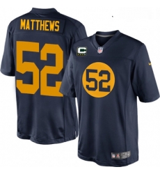 Youth Nike Green Bay Packers 52 Clay Matthews Elite Navy Blue Alternate C Patch NFL Jersey