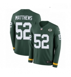 Youth Nike Green Bay Packers 52 Clay Matthews Limited Green Therma Long Sleeve NFL Jersey