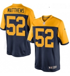 Youth Nike Green Bay Packers 52 Clay Matthews Limited Navy Blue Alternate NFL Jersey