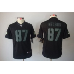 Youth Nike Green Bay Packers #87 Jordy Nelson Black Jerseys[Impact Limited]