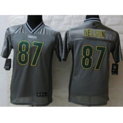 Youth Nike Green Bay Packers 87 Jordy Nelson Grey Vapor Elite Jerseys