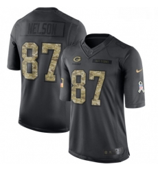 Youth Nike Green Bay Packers 87 Jordy Nelson Limited Black 2016 Salute to Service NFL Jersey