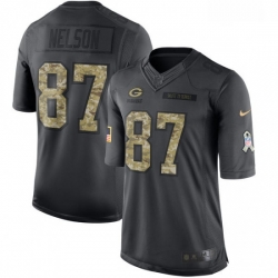 Youth Nike Green Bay Packers 87 Jordy Nelson Limited Black 2016 Salute to Service NFL Jersey