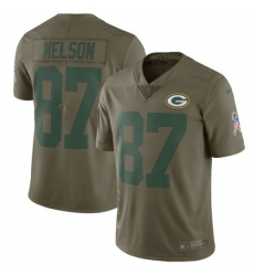 Youth Nike Green Bay Packers 87 Jordy Nelson Limited Olive 2017 Salute to Service NFL Jersey