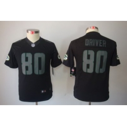 Youth Nike NFL Green Bay Packers #80 Donald Driver Black Jerseys[Impact Limited]
