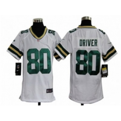 Youth Nike NFL Green Bay Packers #80 Donald Driver White Jerseys
