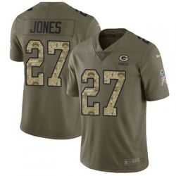 Youth Nike Packers #27 Josh Jones Olive Camo Stitched NFL Limited 2017 Salute to Service Jersey