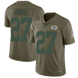 Youth Nike Packers #27 Josh Jones Olive Stitched NFL Limited 2017 Salute to Service Jersey