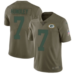 Youth Nike Packers #7 Brett Hundley Limited Olive 2017 Salute to Service NFL Jersey
