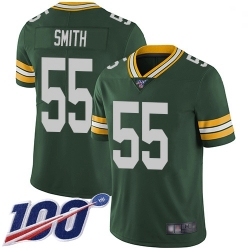 Youth Packers 55 Za 27Darius Smith Green Team Color Stitched Football 100th Season Vapor Limited Jersey