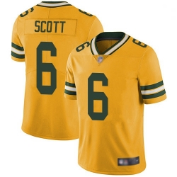 Youth Packers 6 JK Scott Yellow Stitched Football Limited Rush Jersey