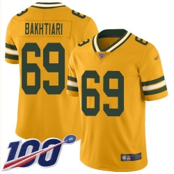 Youth Packers 69 David Bakhtiari Gold Stitched Football Limited Inverted Legend 100th Season Jersey