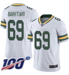 Youth Packers 69 David Bakhtiari White Stitched Football 100th Season Vapor Limited Jersey