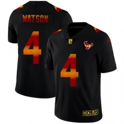 Houston Texans 4 Deshaun Watson Men Black Nike Red Orange Stripe Vapor Limited NFL Jersey