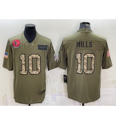 Men Houston Texans 10 Davis Mills Olive Camo Salute To Service Limited Stitched Jersey