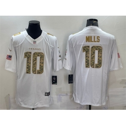Men Houston Texans 10 Davis Mills White Camo Salute To Service Limited Stitched Jersey