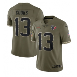 Men Houston Texans 13 Brandin Cooks Olive 2022 Salute To Service Limited Stitched Jersey