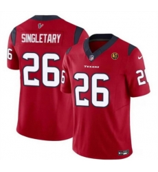 Men Houston Texans 26 Devin Singletary Red 2023 F U S E  With John Madden Patch Vapor Limited Stitched Football Jersey