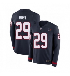 Men Houston Texans 29 Bradley Roby Limited Navy Blue Therma Long Sleeve Football Jersey