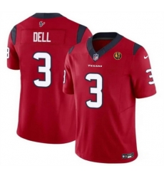 Men Houston Texans 3 Tank Dell Red 2023 F U S E  With John Madden Patch Vapor Limited Stitched Football Jersey