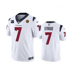 Men Houston Texans 7 C J  Stroud White 2023 F U S E  With 1 Star C Patch John Madden Patch Vapor Limited Stitched Football Jersey