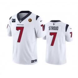 Men Houston Texans 7 C J  Stroud White 2023 F U S E  With 1 Star C Patch John Madden Patch Vapor Limited Stitched Football Jersey