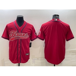 Men Houston Texans Blank Red With Patch Cool Base Stitched Baseball Jersey