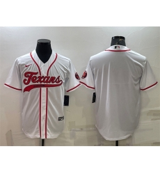 Men Houston Texans Blank White With Patch Cool Base Stitched Baseball Jersey