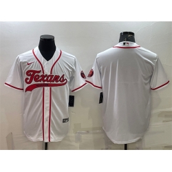 Men Houston Texans Blank White With Patch Cool Base Stitched Baseball Jersey