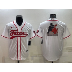 Men Houston Texans White Team Big Logo With Patch Cool Base Stitched Baseball Jersey