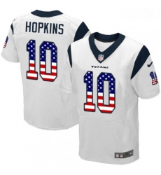 Men Nike Houston Texans 10 DeAndre Hopkins Elite White Road USA Flag Fashion NFL Jersey