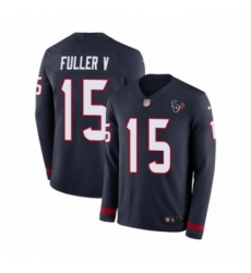 Men Nike Houston Texans 15 Will Fuller V Limited Navy Blue Therma Long Sleeve NFL Jersey