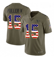 Men Nike Houston Texans 15 Will Fuller V Limited OliveUSA Flag 2017 Salute to Service NFL Jersey