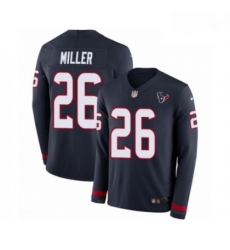 Men Nike Houston Texans 26 Lamar Miller Limited Navy Blue Therma Long Sleeve NFL Jersey