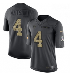 Men Nike Houston Texans 4 Deshaun Watson Limited Black 2016 Salute to Service NFL Jersey