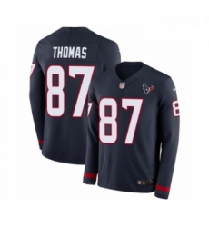 Men Nike Houston Texans 87 Demaryius Thomas Limited Navy Blue Therma Long Sleeve NFL Jersey
