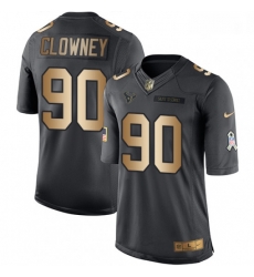 Men Nike Houston Texans 90 Jadeveon Clowney Limited BlackGold Salute to Service NFL Jersey