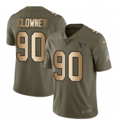 Men Nike Houston Texans 90 Jadeveon Clowney Limited OliveGold 2017 Salute to Service NFL Jersey