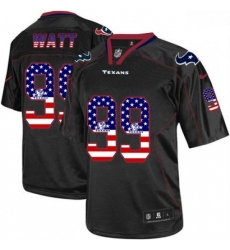 Men Nike Houston Texans 99 JJ Watt Elite Black USA Flag Fashion NFL Jersey
