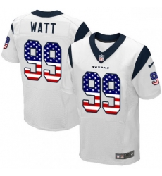Men Nike Houston Texans 99 JJ Watt Elite White Road USA Flag Fashion NFL Jersey