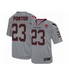 Nike Houston Texans 23 Arian Foster Grey Elite W 10th Patch NFL Jersey