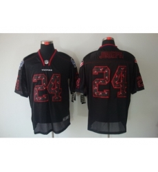 Nike Houston Texans 24 Johnathan Joseph Black Elite Lights Out Number with Team logo NFL Jersey