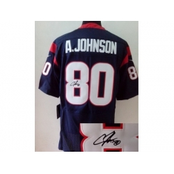 Nike Houston Texans 80 Andre Johnson Blue Elite Signed NFL Jersey